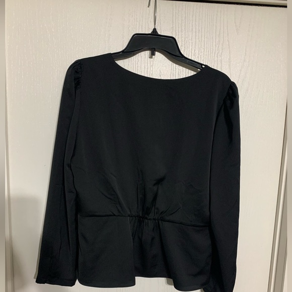 J Crew Black Satin Button Front Blouse NWT - Picture 2 of 5